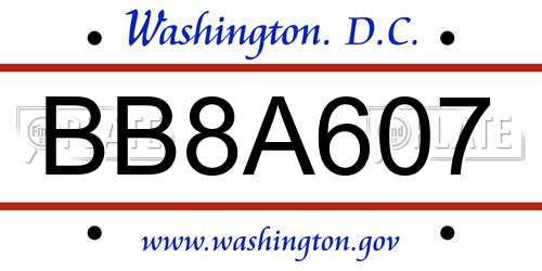 BB8A607 District Of Columbia License Plate