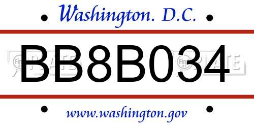 BB8B034 District Of Columbia License Plate