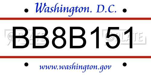 BB8B151 District Of Columbia License Plate