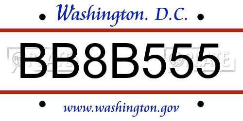 BB8B555 District Of Columbia License Plate