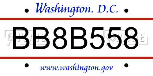 BB8B558 District Of Columbia License Plate