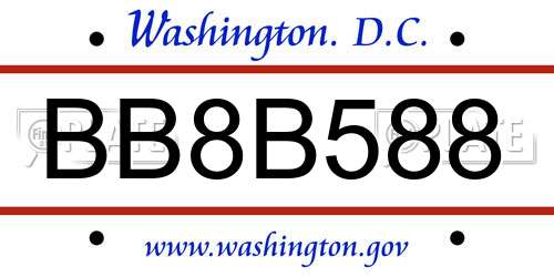 BB8B588 District Of Columbia License Plate
