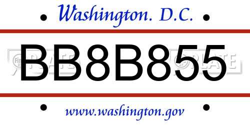 BB8B855 District Of Columbia License Plate