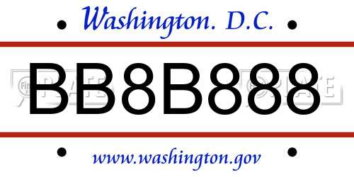BB8B888 District Of Columbia License Plate