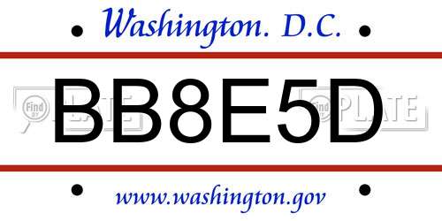 BB8E5D District Of Columbia License Plate