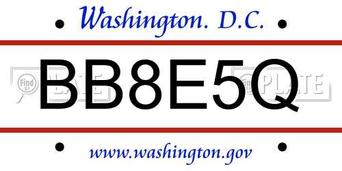 BB8E5Q District Of Columbia License Plate