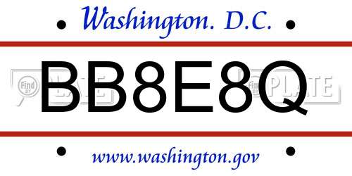 BB8E8Q District Of Columbia License Plate