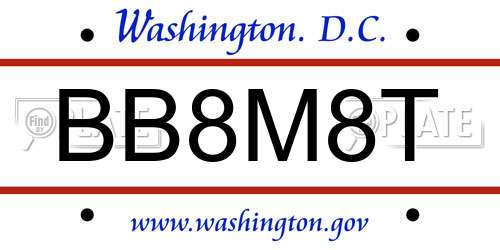 BB8M8T District Of Columbia License Plate