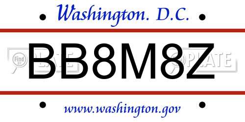 BB8M8Z District Of Columbia License Plate