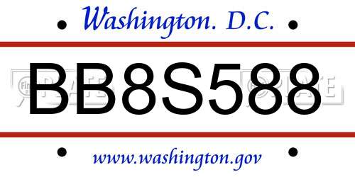 BB8S588 District Of Columbia License Plate