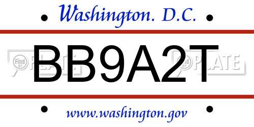 BB9A2T District Of Columbia License Plate