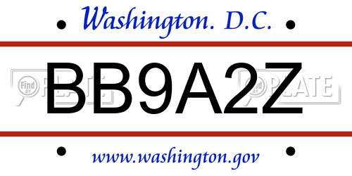BB9A2Z District Of Columbia License Plate