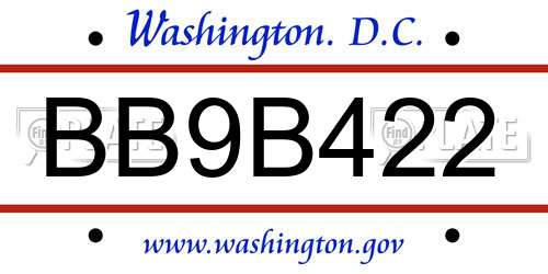 BB9B422 District Of Columbia License Plate