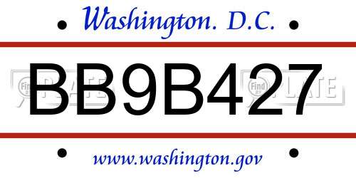 BB9B427 District Of Columbia License Plate