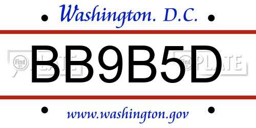 BB9B5D District Of Columbia License Plate