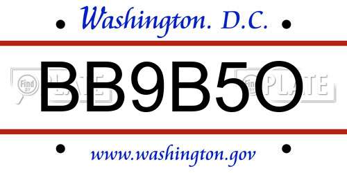 BB9B5O District Of Columbia License Plate
