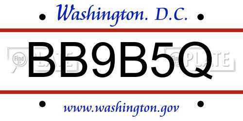 BB9B5Q District Of Columbia License Plate