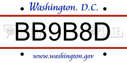 BB9B8D District Of Columbia License Plate