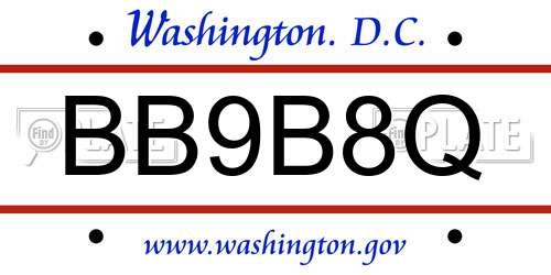 BB9B8Q District Of Columbia License Plate