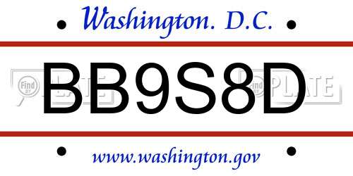 BB9S8D District Of Columbia License Plate