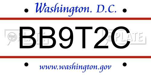 BB9T2C District Of Columbia License Plate