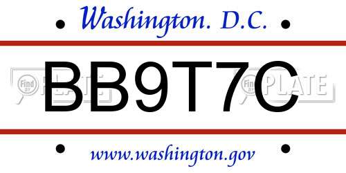 BB9T7C District Of Columbia License Plate