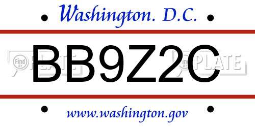 BB9Z2C District Of Columbia License Plate