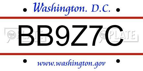 BB9Z7C District Of Columbia License Plate