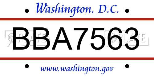 BBA7563 District Of Columbia License Plate
