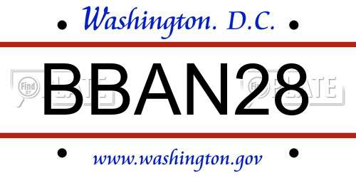 BBAN28 District Of Columbia License Plate