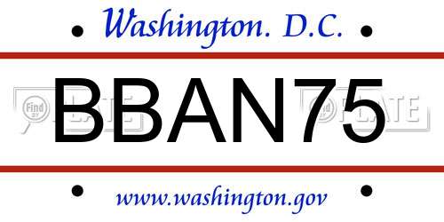 BBAN75 District Of Columbia License Plate