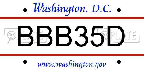 BBB35D District Of Columbia License Plate