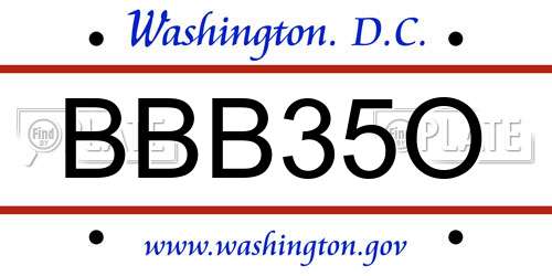 BBB35O District Of Columbia License Plate