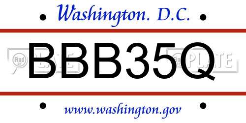BBB35Q District Of Columbia License Plate