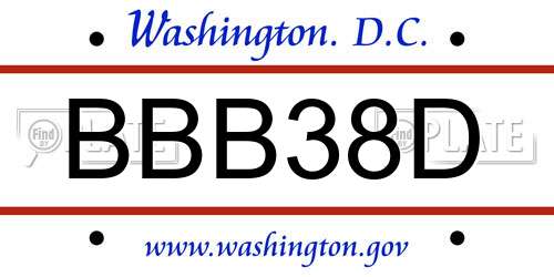 BBB38D District Of Columbia License Plate