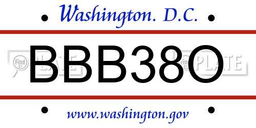 BBB38O District Of Columbia License Plate