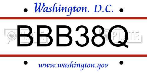 BBB38Q District Of Columbia License Plate
