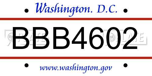 BBB4602 District Of Columbia License Plate
