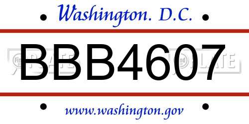 BBB4607 District Of Columbia License Plate