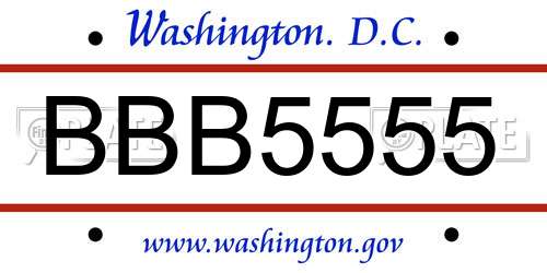 BBB5555 District Of Columbia License Plate