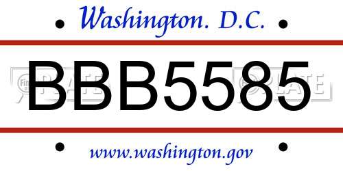 BBB5585 District Of Columbia License Plate