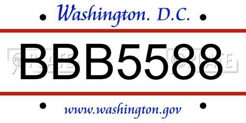 BBB5588 District Of Columbia License Plate
