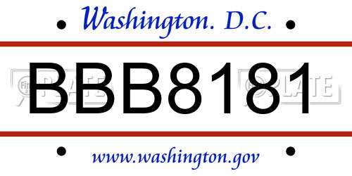 BBB8181 District Of Columbia License Plate