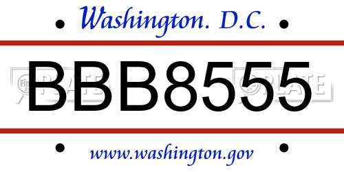 BBB8555 District Of Columbia License Plate