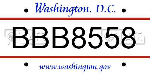 BBB8558 District Of Columbia License Plate