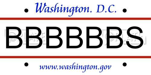 BBBBBBS District Of Columbia License Plate