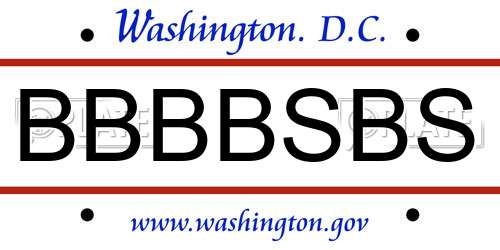 BBBBSBS District Of Columbia License Plate