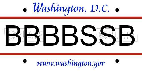 BBBBSSB District Of Columbia License Plate