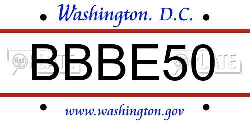 BBBE50 District Of Columbia License Plate