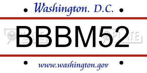 BBBM52 District Of Columbia License Plate